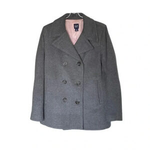 GAP Gray Wool Blend Button Down Pea Coat Women’s Medium